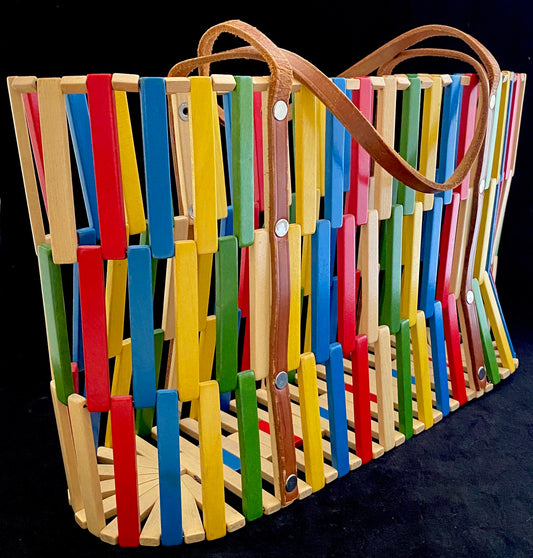 60s/70s Colored Wooden Tote