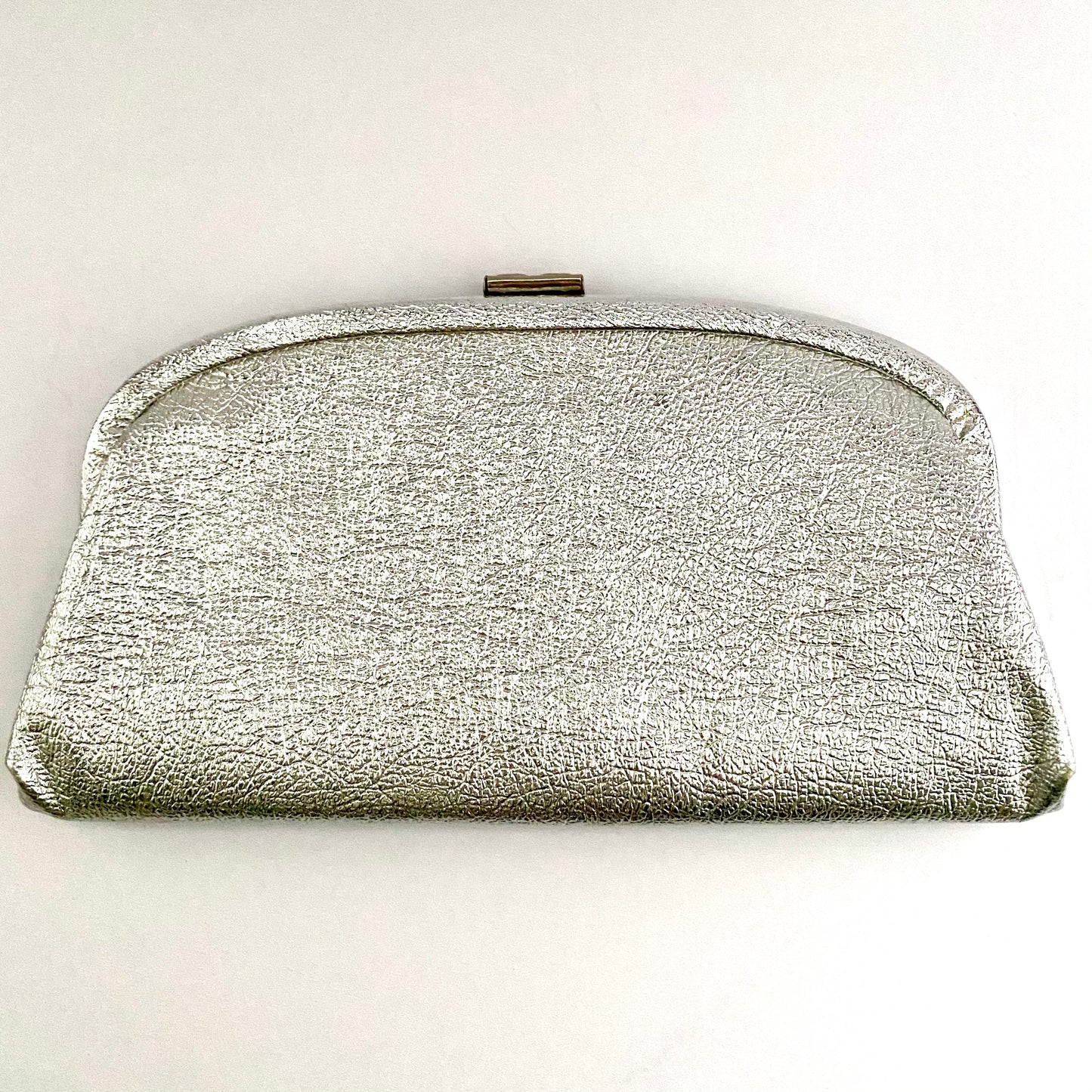 1960s Silver Vinyl Clutch With An Optional Chain Handle
