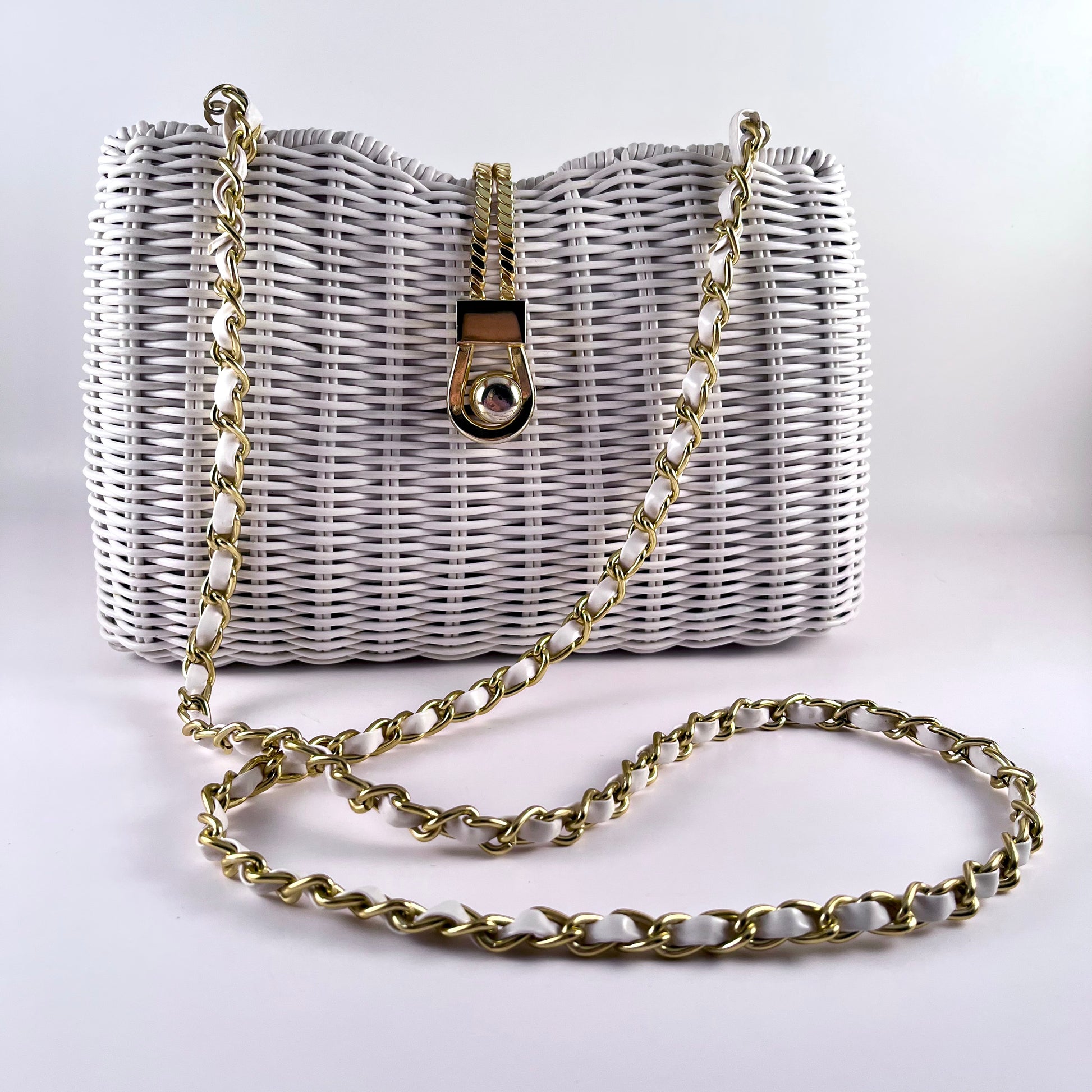 White 2025 wicker purse
