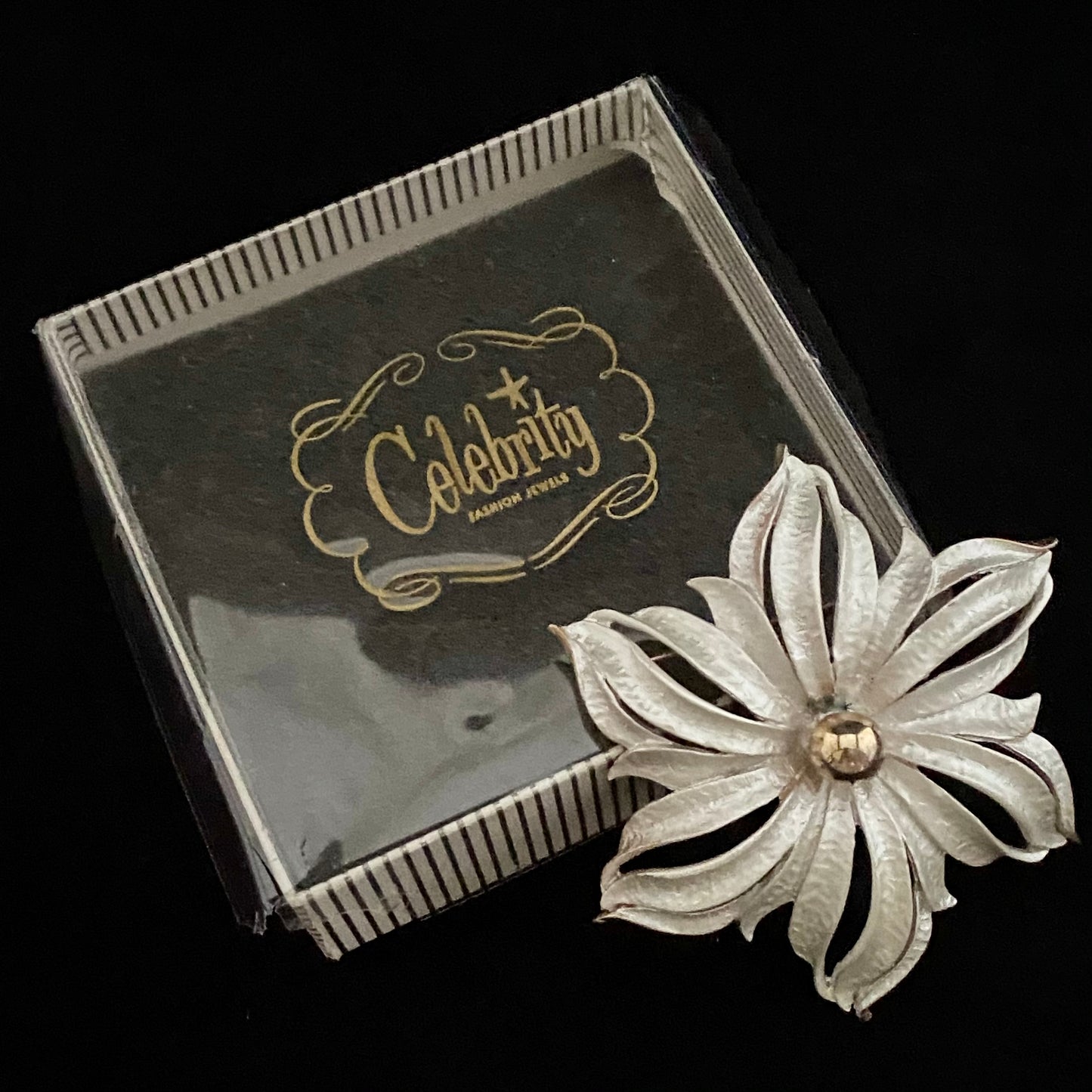 1960s Celebrity Flower Brooch In Original Box
