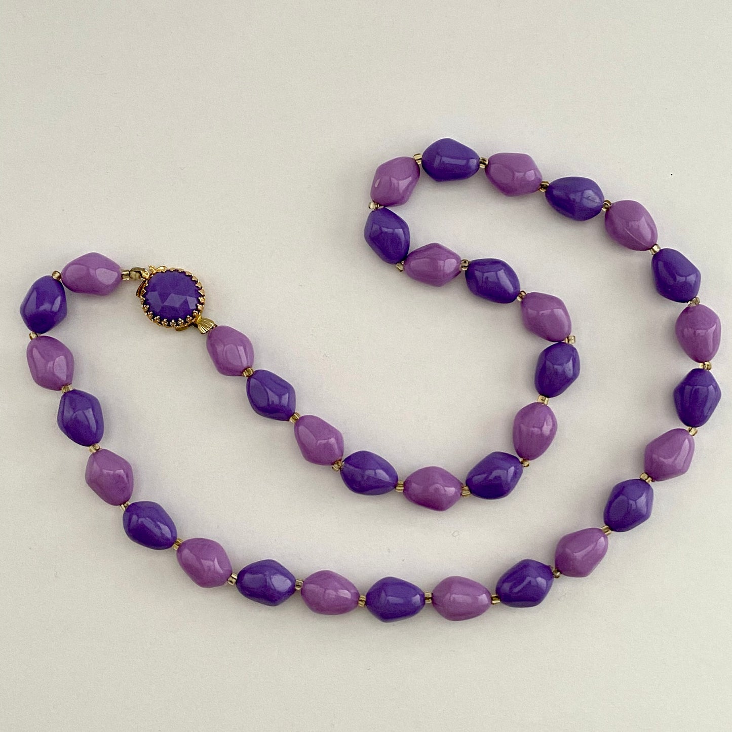 1960s Hong Kong Purple Bead Necklace