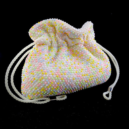 Late 50s/ Early 60s Beaded Reversible Drawstring Bag - Retro Kandy Vintage