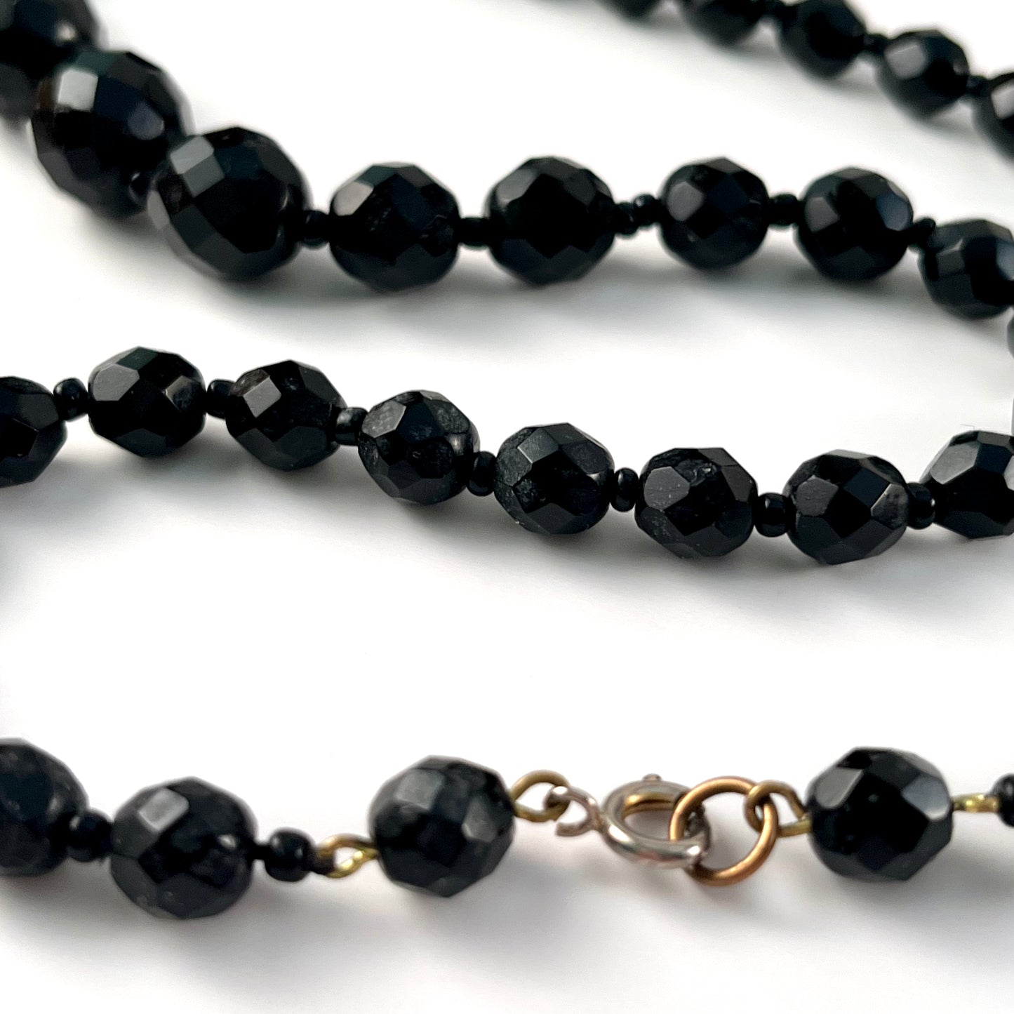 1960s Black Glass Bead Necklace