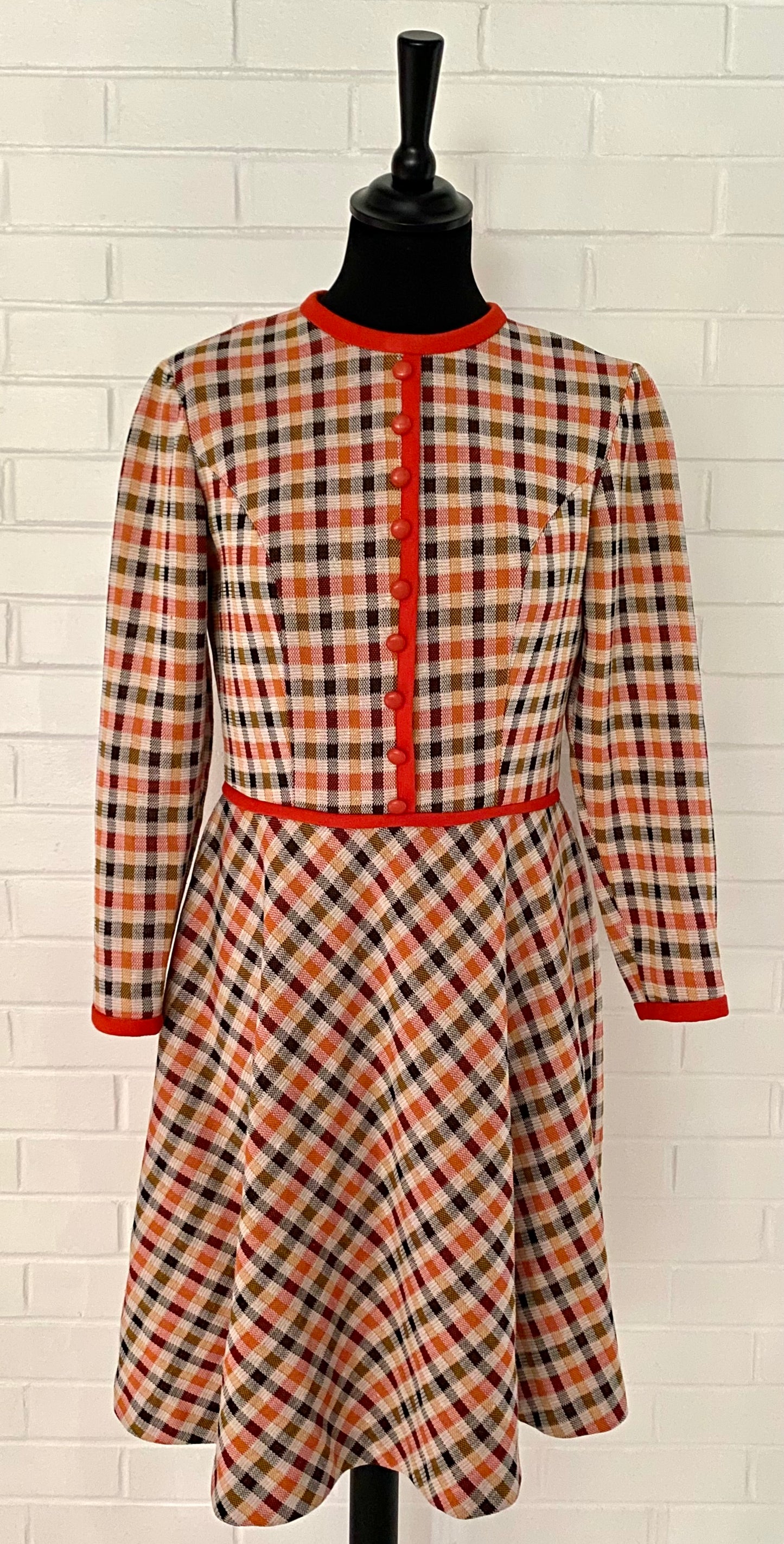 Late 60s/ Early 70s Bayberry Plaid Dress