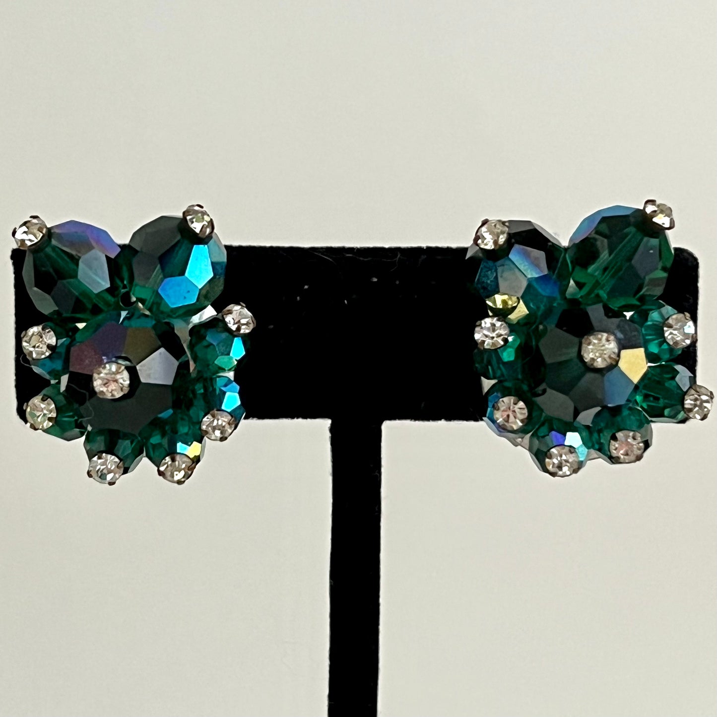 Late 50s/ Early 60s Aurora Borealis Rhinestone Earrings