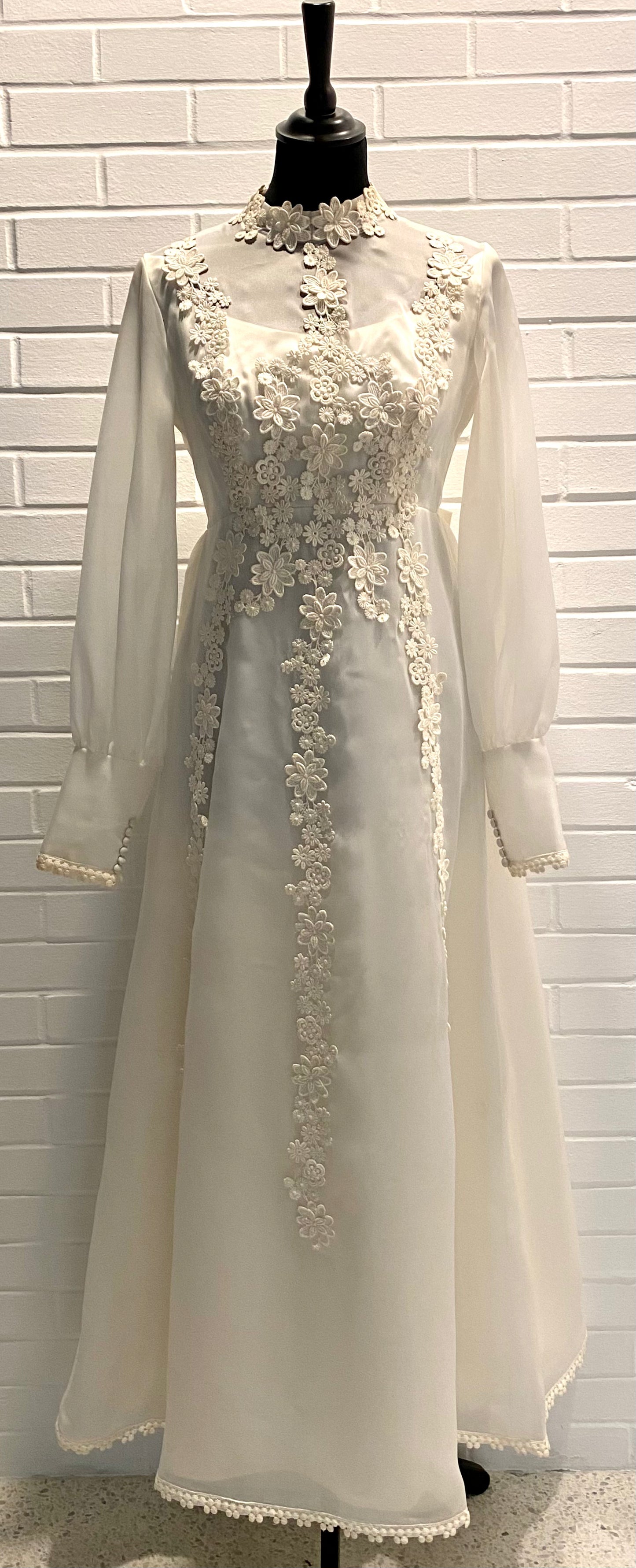 Late 60s/ Early 70s Bridal Originals Wedding Dress, Detachable Train & Veil