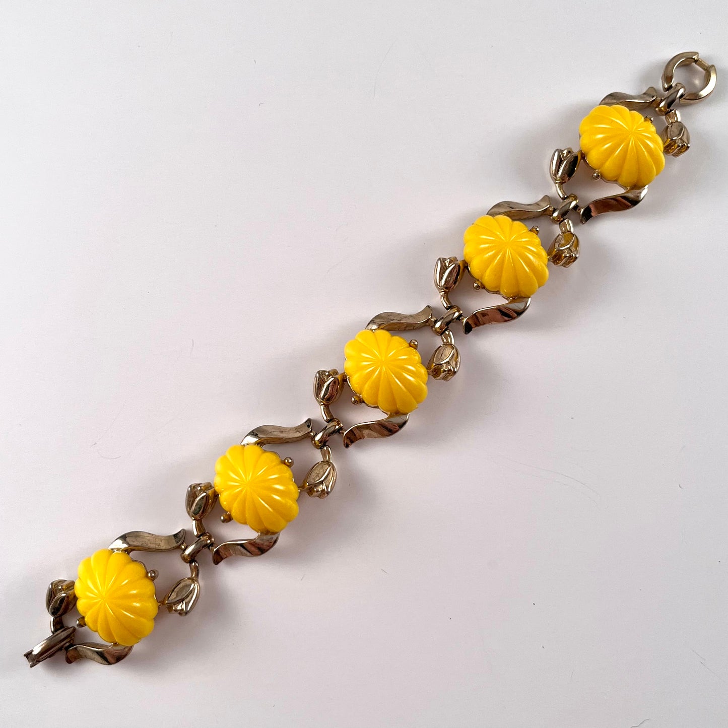 1960s Yellow Thermoset Flowered Bracelet