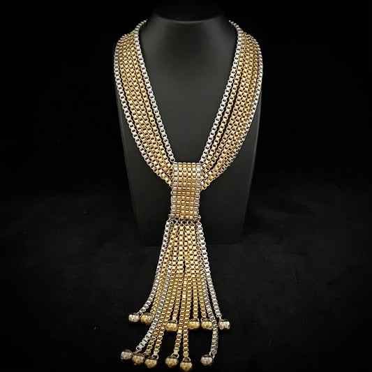 50s/60s GM Gold & Silver-Tone Box Chain Necklace