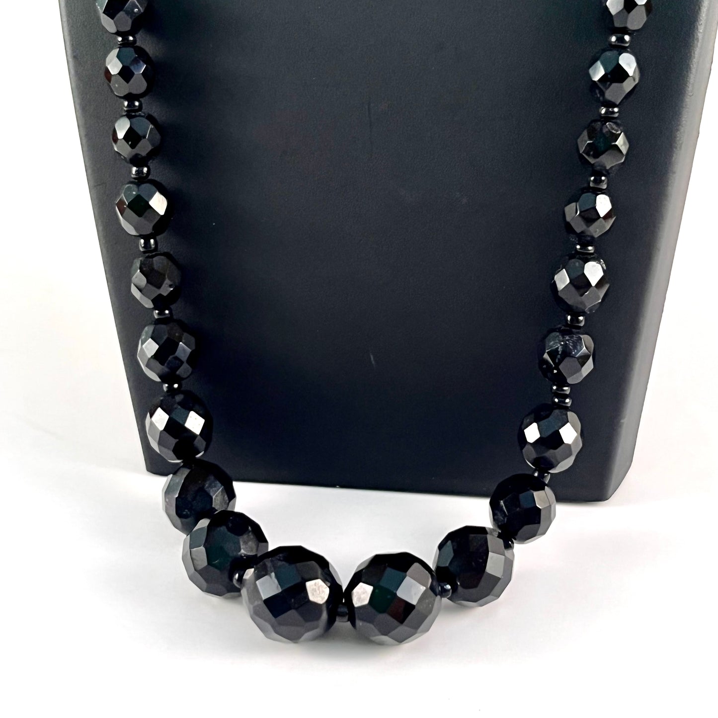 1960s Black Glass Bead Necklace