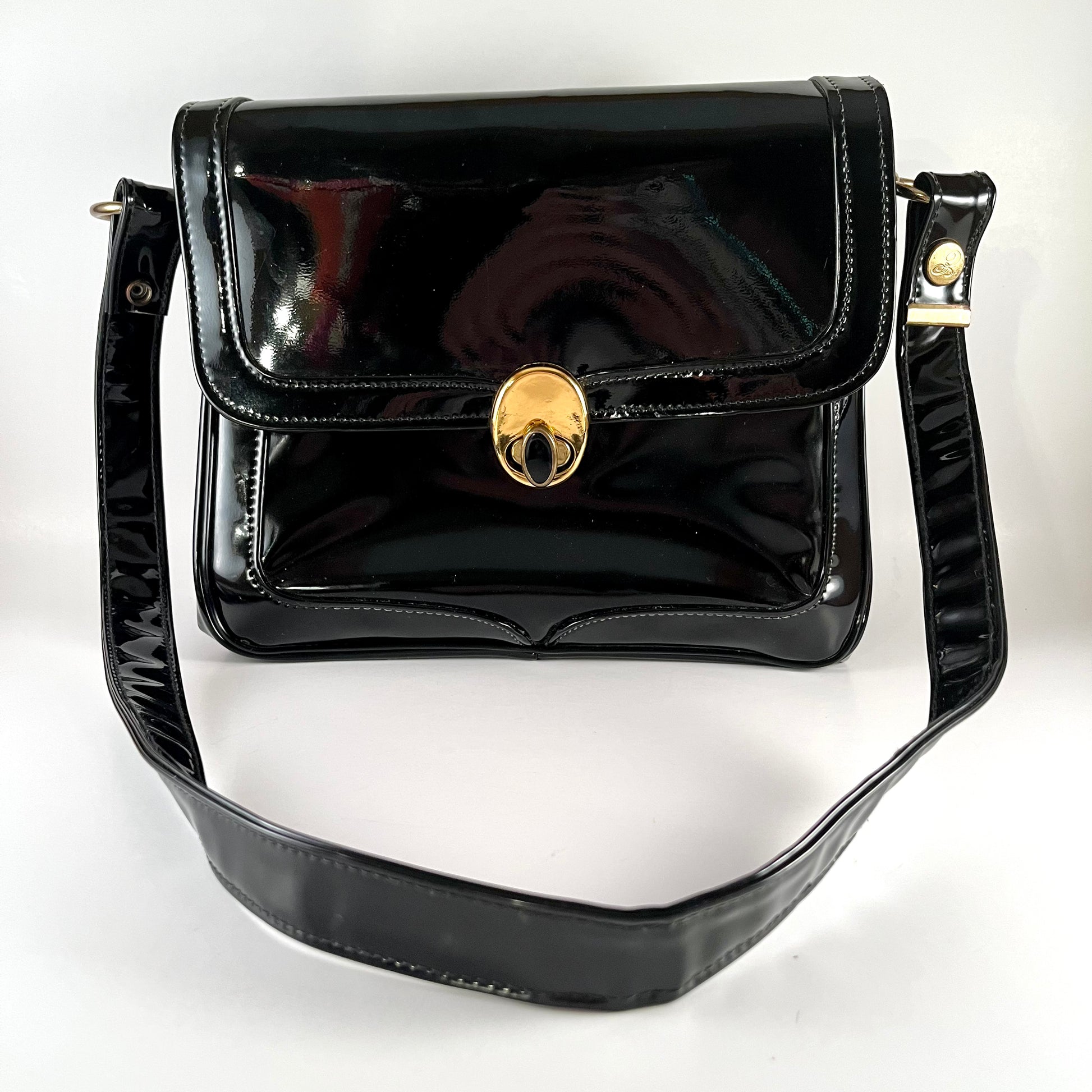 Vintage 50s Black Patent Leather Clutch