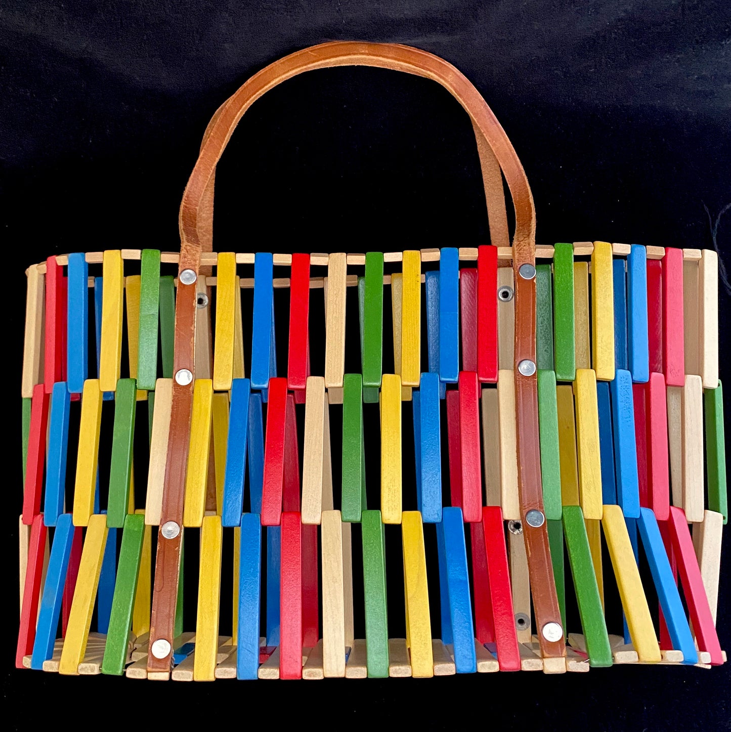 60s/70s Colored Wooden Tote