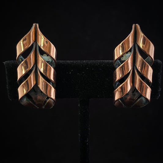 1956 Renoir Rhythm & Flame Copper Earrings - Retro Kandy Vintage